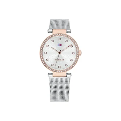 Afbeelding van Tommy Hilfiger Analoog kwartshorloge voor dames met Milanese armband van zilverkleurig roestvrij staal 1782506, zilver.,