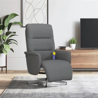 Afbeelding van VidaXL, Massagestoelen, Massagestoel met voetsteun donkergrijze stof,kleur