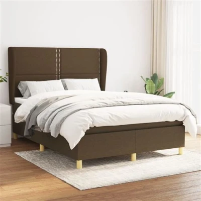 Image de vidaXL Sommier à lattes de lit avec matelas Marron foncé 140x190 cm