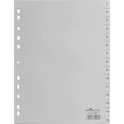 Afbeelding van Durable 6524 Register DIN A4 1 15 Polypropyleen Grijs tabbladen Bedrukte tabs 652410