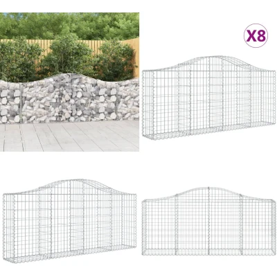 Afbeelding van VidaXL Schanskorven 8 st gewelfd 200x30x80/100 cm gegalvaniseerd ijzer