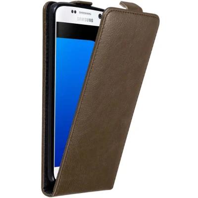 Afbeelding van Cadorabo Hoesje geschikt voor Samsung Galaxy S7 in KOFFIE BRUIN Beschermhoes flip design Case Cover met magnetische sluiting