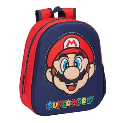 Afbeelding van 3D Kinderrugzak Super Mario Rood Marineblauw 27 x 33 10 cm