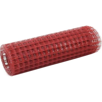 Afbeelding van Kippengaas 25x0,5 m staal met PVC coating rood