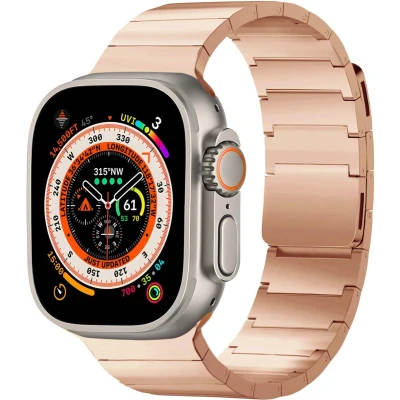 Afbeelding van Selencia Stalen magnetisch bandje voor de Apple Watch Series 1 10 / SE Ultra (2) 42/44/45/46/49 mm Rosé Goud