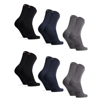 Image de DANISH ENDURANCE Chaussettes en Fibre de Bambou, Ultra Douces &amp; Respirantes, pour Homme et Femme, Unisexe, 6 Paires, Multicolore (2x Noir, 2x Gris, Bleu Marine), 39 42