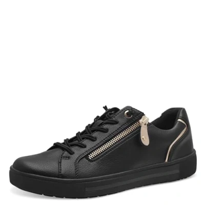 Afbeelding van Jana Sportieve sneakers voor dames met extra breedte, comfortabel, veganistisch, sneakers, Zwart Goud