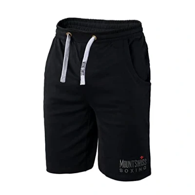 Afbeelding van Mount Swiss Sportshorts voor heren, boxers/korte broek/joggingbroek/sweatpants van 100% katoen, donkerblauw, XL