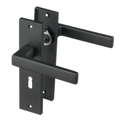 Afbeelding van Ostiumhome® Deurbeslag Deurklink op kort schild met Sleutelgat 56mm Mat Zwart Ravello