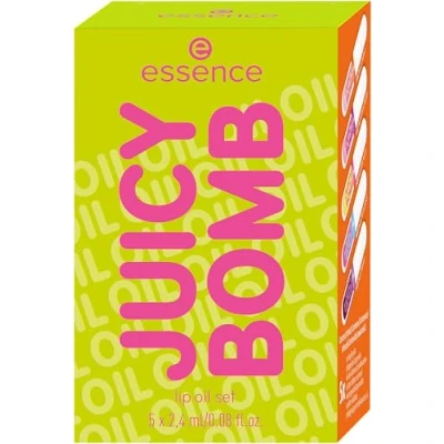 Afbeelding van essence JUICY BOMB Lipolieset 02 POUT OF PARADISE, set met 5 lipolieën, tropische geur, cadeau voor stralende lippen, x 2,4 ml