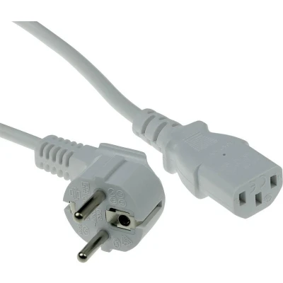 Afbeelding van ACT AK5239 Stroomkabel Randaarde Stekker CEE7/7 male (haaks) C13 Wit 5 meter