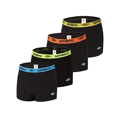 Afbeelding van UMBRO caleçon heren boxershorts, katoen, effen, 4 stuks, zwart.