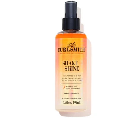 Afbeelding van Curlsmith Shake + Shine Curl Bi Fase koelspray met hyaluronzuur en zeewier voor krullend haar, Frizz Ease, hydratatie glans, verfrissende haarspray