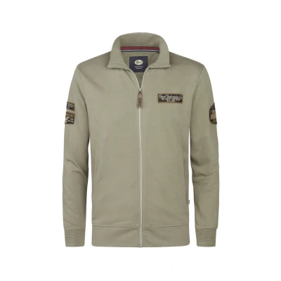 Afbeelding van Petrol Industries LOGO Kenosha Sweater met rits, Heren, Maat: Small, Mossy stone