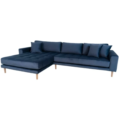 Afbeelding van House Nordic Lido Donkerblauw 2,5 Zits Hoekbank Velvet Links