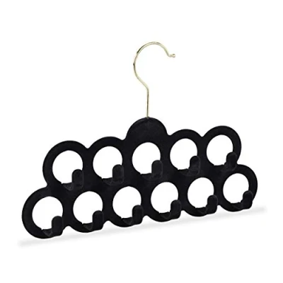 Afbeelding van Relaxdays sjaalhanger fluweel kledinghanger stropdassen riemenhanger accessoires zwart