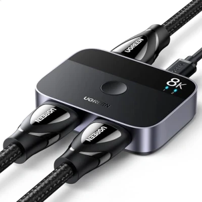 Afbeelding van UGREEN Switch HDMI 2.1 8K 60Hz splitter 2 ingangen 1 uitgang schakelaar 4K 120Hz 1080P Hub 2.0 HDR CEC 3D Dolby Atmos compatibel met PC PS5 PS4 Slim Xbox One 360 DVD TV Box projector