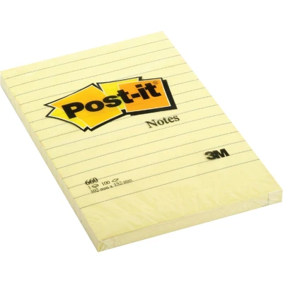 Afbeelding van Memoblok 3M Post it 660 102x152mm lijn geel 1 stuk 6 stuks