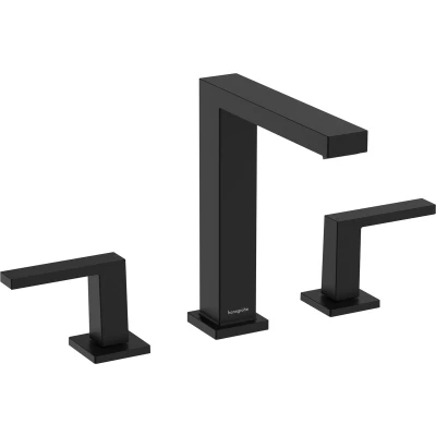 Afbeelding van hansgrohe Tecturis E 3 gats wastafelkraan 150 met afvoerplug mat zwart