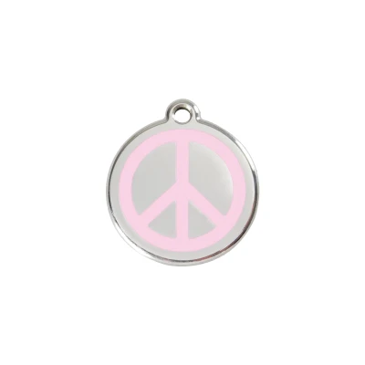 Afbeelding van Peace Pink roestvrijstalen hondenpenning small/klein dia. 2 cm RedDingo