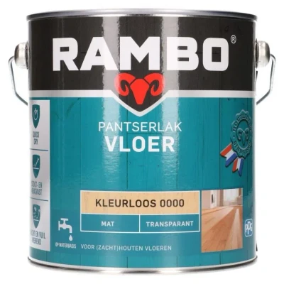 Afbeelding van Rambo Pantserlak Vloer Transparant Mat Sneldrogend Vocht &amp; Vuilwerend Kleurloos 2.5L