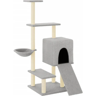 Afbeelding van vidaXL Kattenmeubel met sisal krabpalen 130,5 cm lichtgrijs