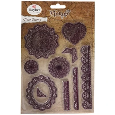 Afbeelding van Rayher Hobby 58174000 Clear Stamps Vintage kant ornamenten transparant 10 van 2 12,5 cm stempel