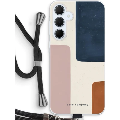 Afbeelding van Case Company® hoesje met Koord geschikt voor Samsung Galaxy A35 Geo #5 Telefoonhoesje Zwart Bescherming aan alle Kanten en Over de Schermrand