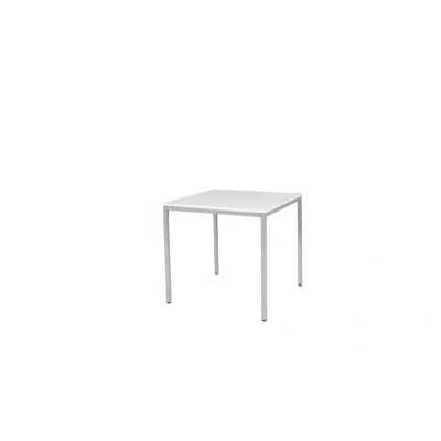 Afbeelding van Domino Basic bureautafel, vaste hoogte met 80x80cm krijtwit 25mm blad en aluminium (RAL9006) 4 poot frame