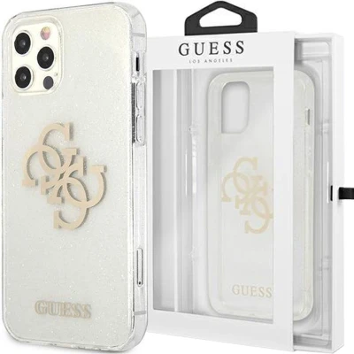 Afbeelding van Guess 4G Logo Glitter TPU Back Cover Geschikt voor Apple iPhone 12 Pro Max (6.7&quot;) Transparant