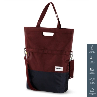 Afbeelding van Gerecyclede shopper fietstas Urban Proof 20 liter bordeaux rood/grijs