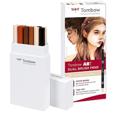 Afbeelding van Tombow ABT 12P 4, Dual Brush Pen met twee punten, kleuren: portret, 12 stuks