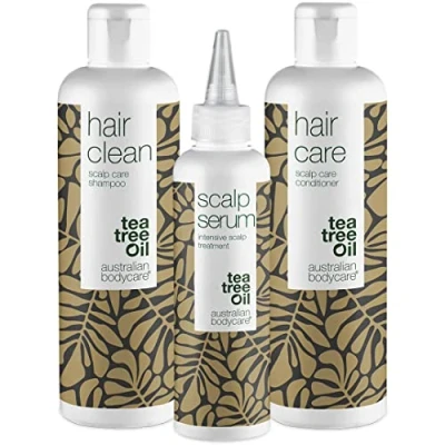 Afbeelding van Australian Hoofdhuidverzorging Serie van 3 producten Tea Tree Olie Scalp Hoofdhuidbehandeling Droge, Jeukende en Schilferige Hoofdhuid &amp; Haar, Roos Vlekken Bevat: Hoofdhuidserum 150ml + Shampoo 200ml Conditioner