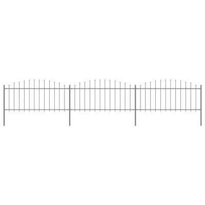 Afbeelding van Tuinhek met speren bovenkant (0,5 0,75)x5,1 m staal zwart