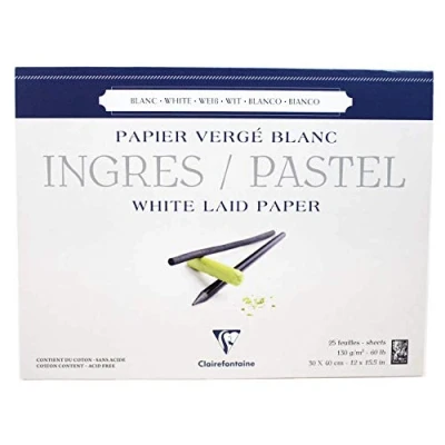 Afbeelding van Clairefontaine Ingres Pastelblok 130 gram 25 vel Wit 30x40 cm