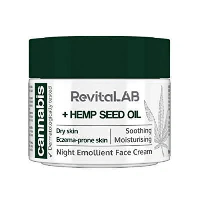 Afbeelding van RevitaLAB Cannabis Extract Night verzachtende gezichtscrème met biologische viszaadolie voor diepe voeding, dermatologisch getest de gevoelige huid, 50 ml