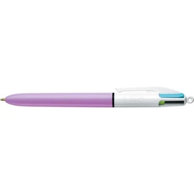 Afbeelding van Bic 4 Colours Fun, Balpen, 0,32 Mm, Pastel Inktkleuren, Lichaam Pastelroze Balpen