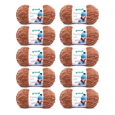 Afbeelding van Gründl Funny uni brei en haakgaren (100% polyester, 100 g/m²/120 m, naaldgrootte 5 6, 10 x g) lichtbruin
