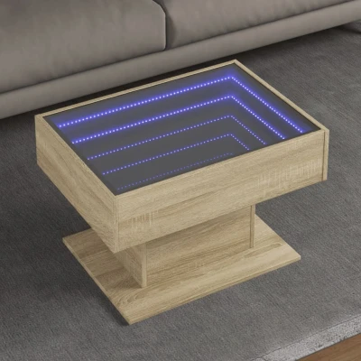 Afbeelding van Salontafel met LED 70x50x45 cm bewerkt hout sonoma eikenkleurig