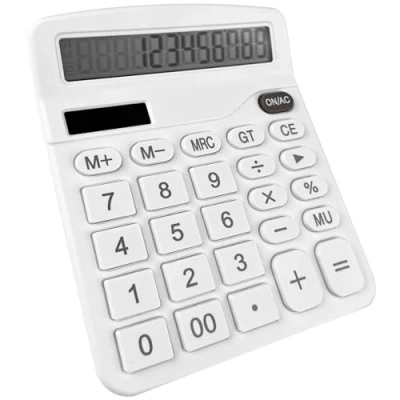 Afbeelding van Newaner tafelrekenmachine voor bureau met 12 cijferig lcd display, zakrekenmachine, standaardfunctie kantoor en school, grote knoppen, wit