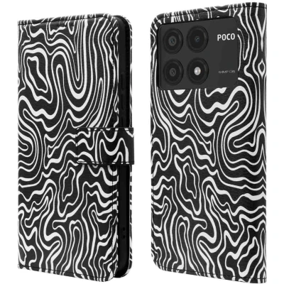 Afbeelding van iMoshion Hoesje Geschikt voor Xiaomi Poco X6 Pro Met Pasjeshouder Design Bookcase smartphone Meerkleurig / Black And White