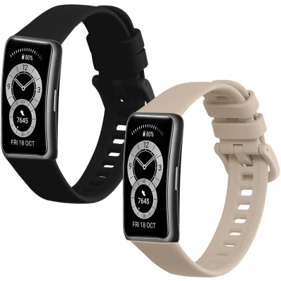 Afbeelding van kwmobile 2x horlogebandjes geschikt voor Huawei band 9 / 8 bandje Smartwatch bandjes van TPU Activity tracker horloge in zwart beige