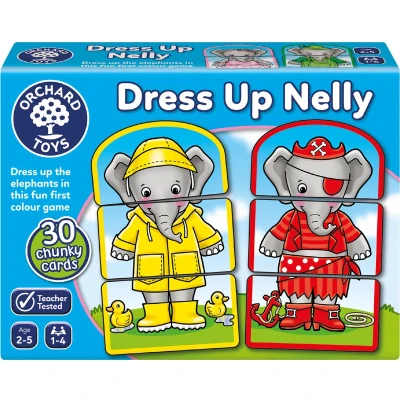 Afbeelding van Orchard Toys Dress Up Nelly Kleed de olifant aan zoek kleuren bij elkaar vanaf 2 jaar