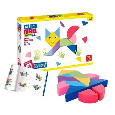 Afbeelding van Ludilo Cubimag Junior XL spelletjes voor kinderen van 3 jaar of ouder puzzel 108 uitdagingen educatieve vanaf magnetische onderdelen