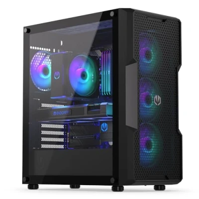 Afbeelding van endorfy Regnum 400 ARGB Midi tower PC behuizing Zwart 4 voorgeïnstalleerde LED ventilators, Zijvenster, Stoffilter