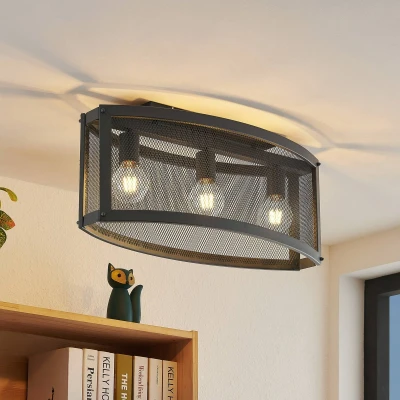 Afbeelding van Lindby plafondlamp 3lichts Staal H: 28.3 cm E27 zwart