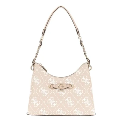 Afbeelding van GUESS Schoudertas Izzy Top Zip Shoulder Bag Sand Logo Beige
