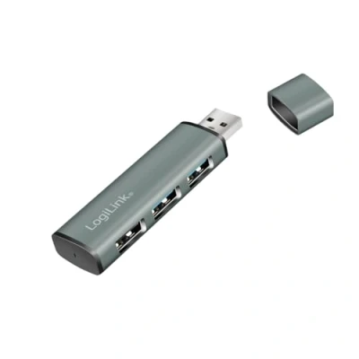Afbeelding van LogiLink UA0395 USB 3.2 Gen 2 hub Met aluminium behuizing, status LEDs Spacegrijs