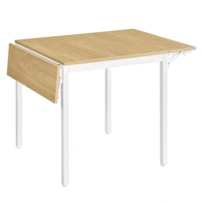 Afbeelding van VASAGLE Inklapbare eettafel, keukentafel, uittrekbaar, kantoor, voor 2 tot 4 personen, rechthoekig, met kleppen, kleine ruimtes, kleur natuurlijk eiken en wolkenwit KDT077Y01