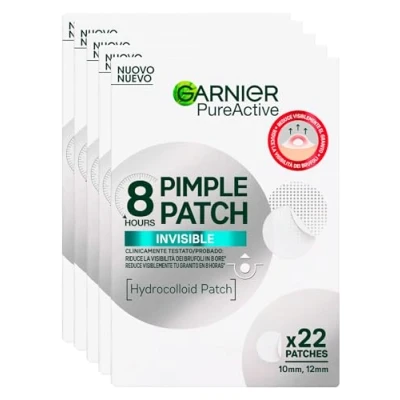 Afbeelding van Garnier PureActive Pimple onzichtbare hydrocolloïdale pleisters, verminderde imperfecties, minder zichtbare puistjes in 8 uur, absorbeert overtollige ultradunne talg twee maten 110 patches